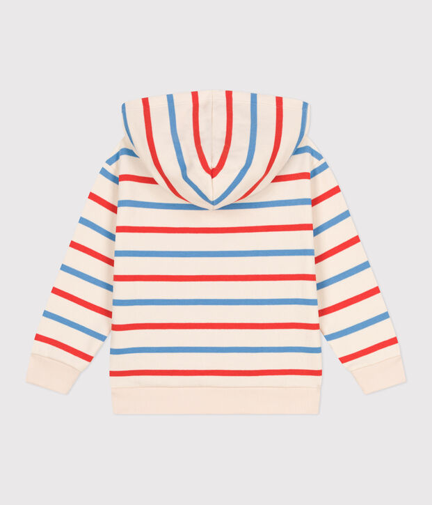 Children's unisex stripy cotton hoodie Ecru/multicolor