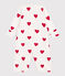 Babies' cotton sleep sack with a collar with red hearts MARSHMALLOW white/TERKUIT red