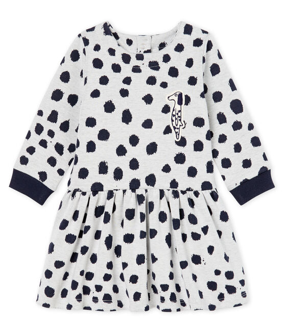 Baby Girls' Long-Sleeved Dress by Jean Jullien MARSHMALLOW white/DOTTIES CN