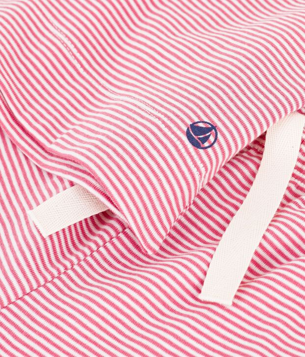 Children's wide-leg cotton pyjamas with stripes pink/white