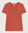 Women's Iconic Plain Cotton V-neck T-Shirt FAMEUX brown
