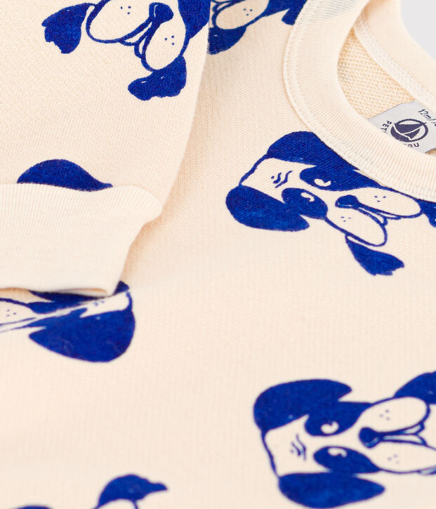 Babies' Patterned Fleece Sweatshirt Ecru/multicolor