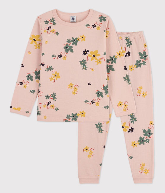 Girls' Floral Tube Knit Pyjamas SALINE pink/MULTICO white