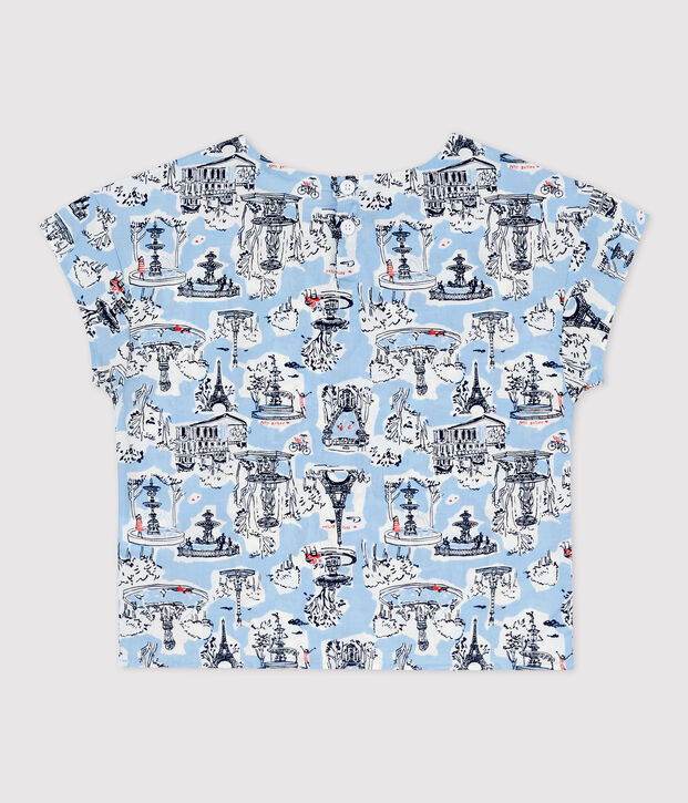 Girls' Short-Sleeved Print Blouse white/multicolor