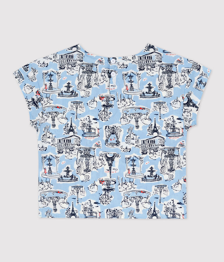 Girls' Short-Sleeved Print Blouse white/multicolor