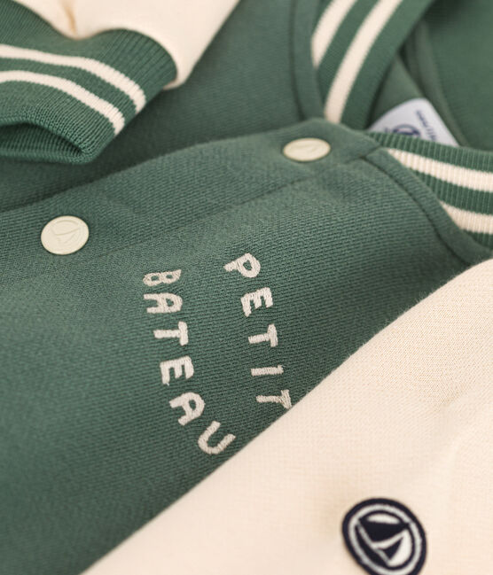 Boys' Fleece Baseball Jacket CROCO green/AVALANCHE