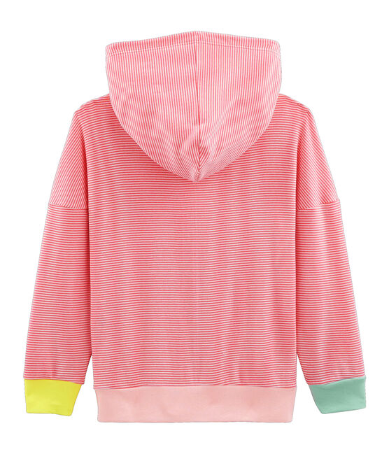 Child's Ribbed Hoody CUPCAKE pink/MARSHMALLOW white