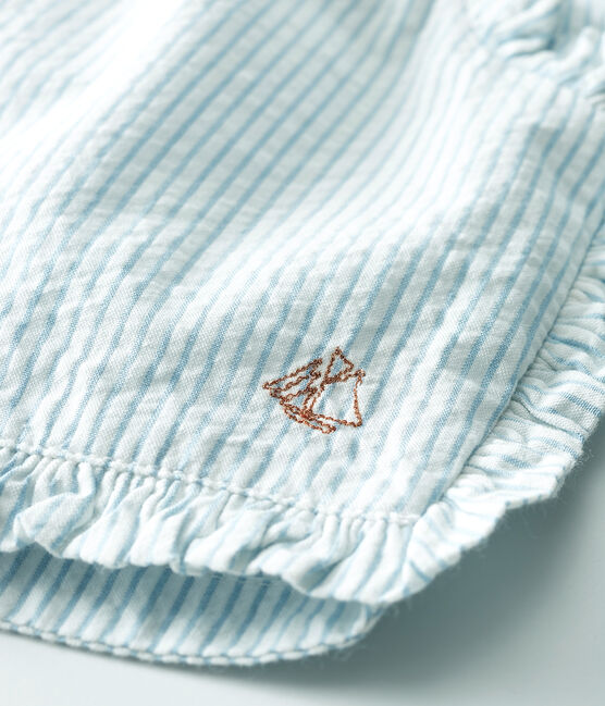 Baby Girls' Seersucker Shorts MARSHMALLOW white/ACIER blue