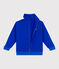 Children's zipped stand-up collar sweatshirt in plain cotton PERSE blue