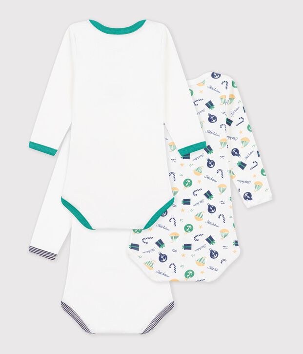 Lot de bodies manches longues en coton imprim&eacute; multicolor