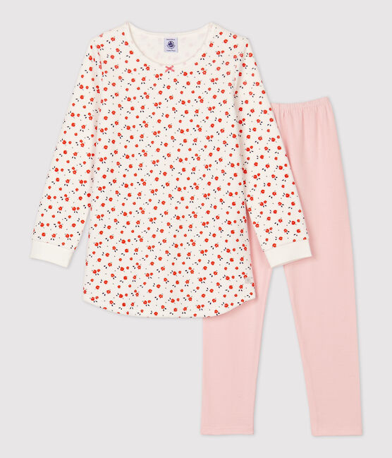 Girls' Floral Print Cotton Nightdress MARSHMALLOW white/MULTICO white