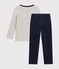 Children's plain velour pyjamas SMOKING blue/MULTICO white