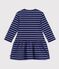 Children's long-sleeved stripy cotton dress blue/real