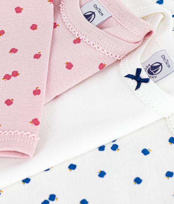 Pack of long sleeved apple-print cotton bodies for babies variante 1