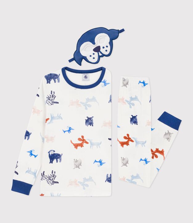Children's dog print cotton fancy dress pyjamas white/multicolor