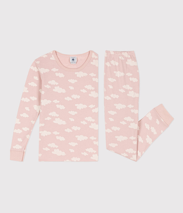 Girls' Snugfit Cotton Pyjamas pink/white