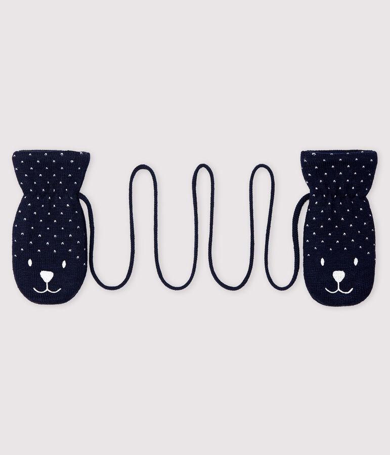 Baby's unisex fleece-lined mittens blue