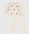 Babies' two-piece knitted outfit with embroidered hearts MARSHMALLOW red/POMPEI