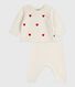 Babies' two-piece knitted outfit with embroidered hearts