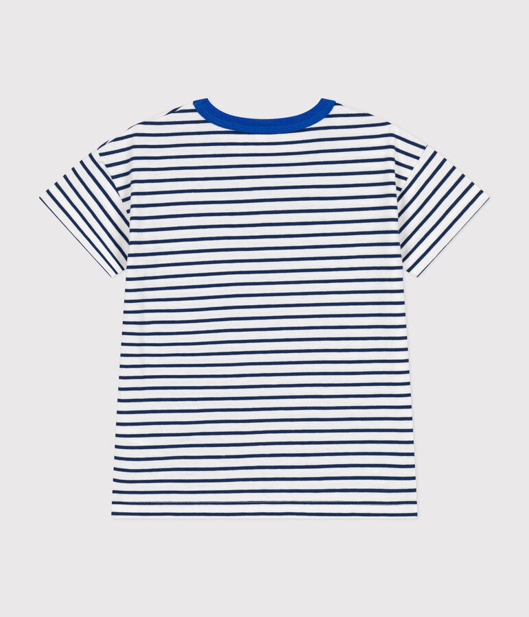 Children's short-sleeved jersey T-shirt white/blue