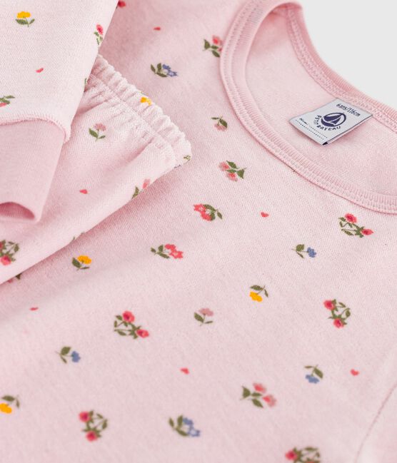 Children's floral print velour pyjamas JOLI pink/MULTICO white