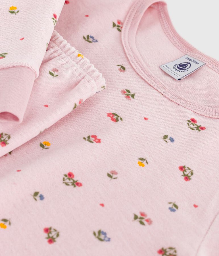 Children's floral print velour pyjamas pink/multicolor