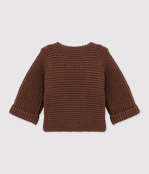 Baby's cardigan in wool and cotton mix brown