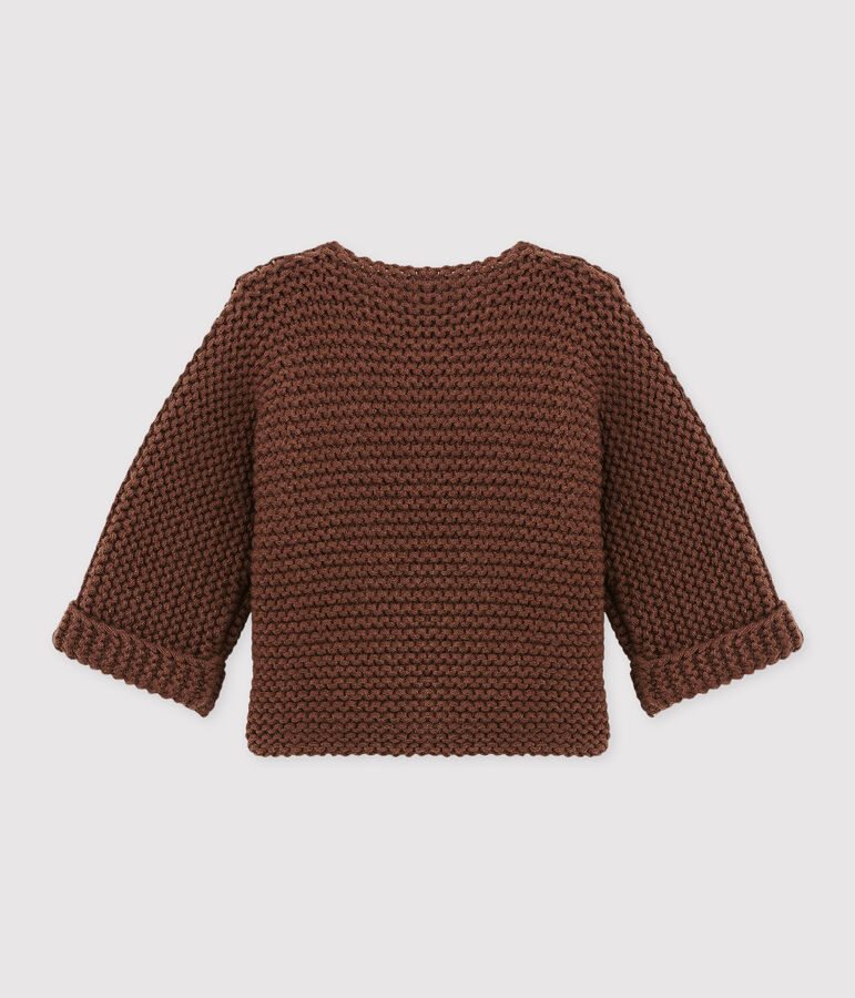 Baby's cardigan in wool and cotton mix brown