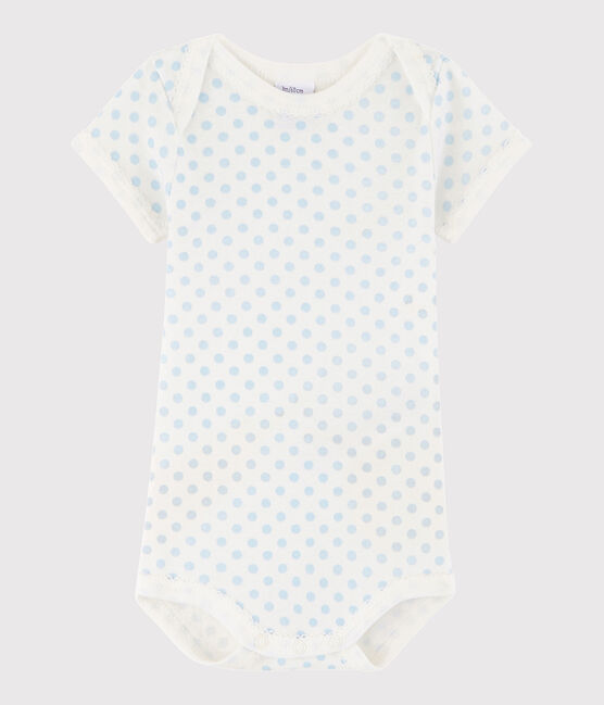 Baby Girls' Short-Sleeved Bodysuit MARSHMALLOW white/JASMIN blue