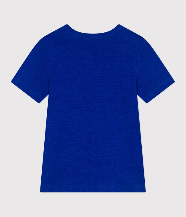 Women's short-sleeved linen T-shirt blue