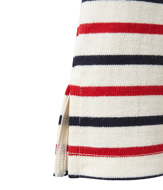 Women's heavy jersey tricolor sailor top COQUILLE beige/SMOKING blue/TERKUIT
