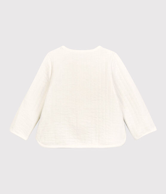Babies' Quilted Tube Knit Cardigan MARSHMALLOW white