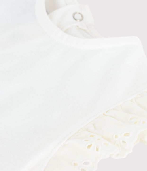 Babies' short-sleeved plain cotton T-shirt white