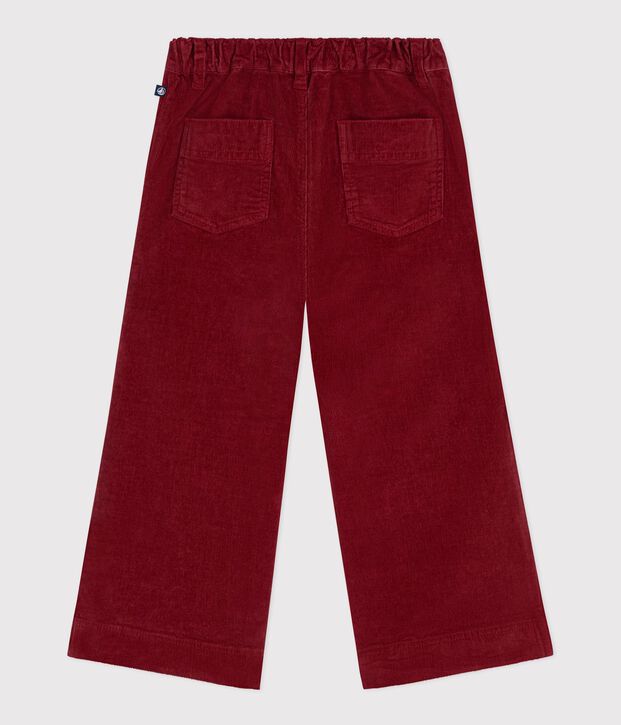 Children's wide leg pants in plain velvet red