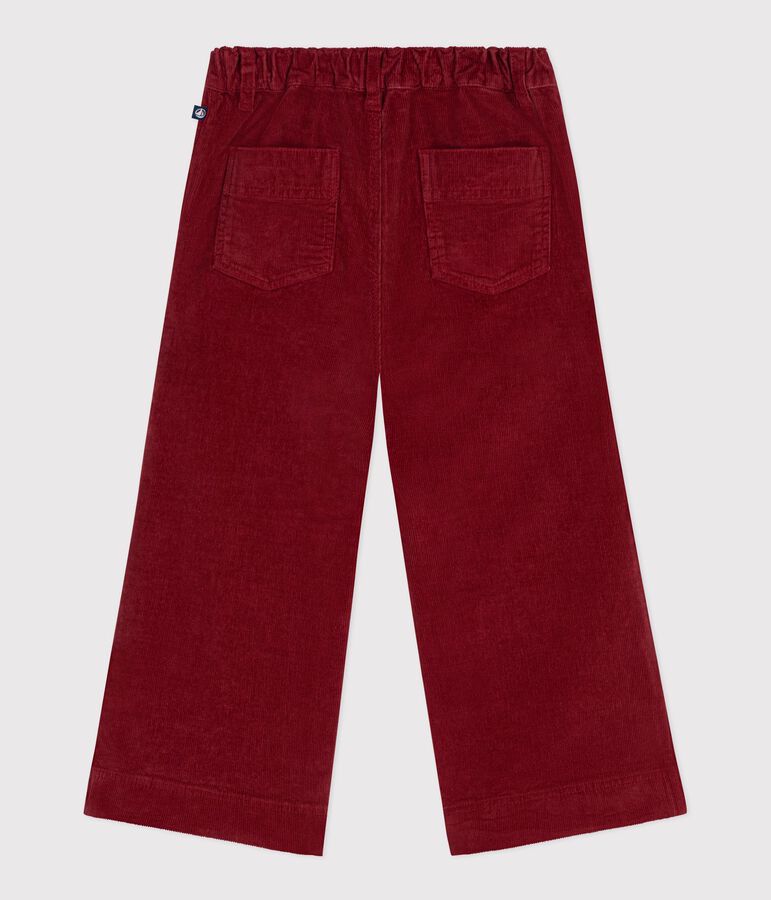 Children's wide leg pants in plain velvet red