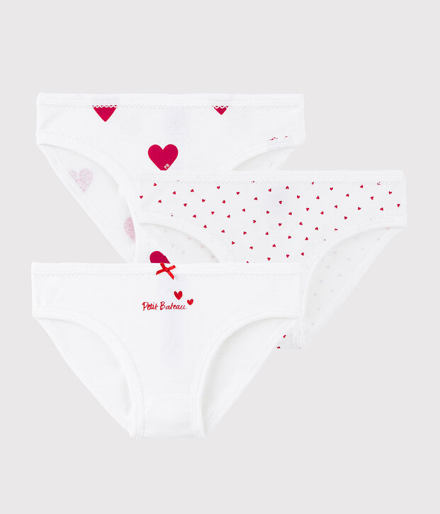 Girls' Heart Patterned Cotton Briefs - 3-Pack multicolor