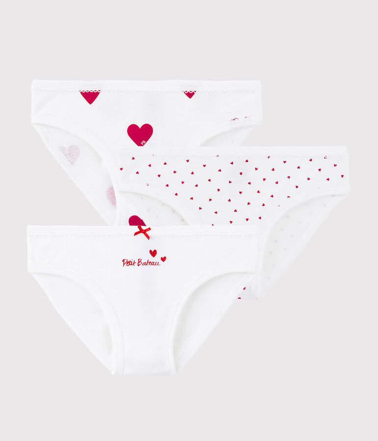 Girls' Heart Patterned Cotton Briefs - 3-Pack multicolor