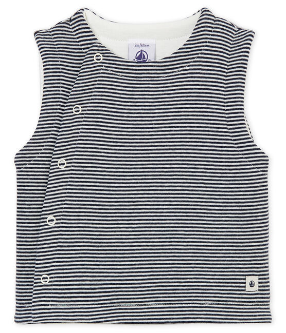 Baby Boys' Ribbed Sleeveless Vest SMOKING blue/MARSHMALLOW white