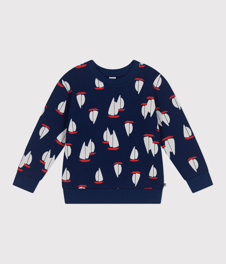 Children's printed cotton sweatshirt MEDIEVAL blue/MULTICO white