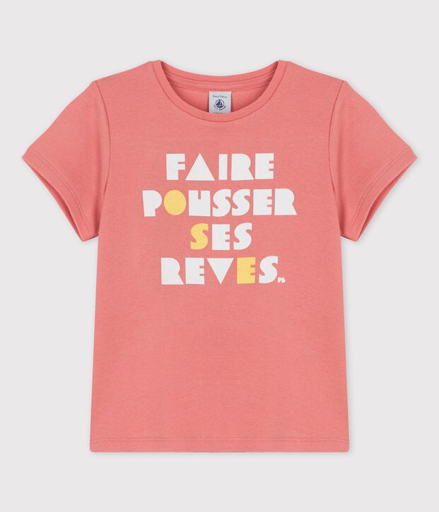 Girls' Short-Sleeved Cotton T-Shirt pink