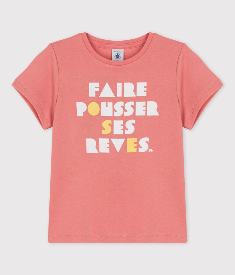 Girls' Short-Sleeved Cotton T-Shirt PAPAYE pink