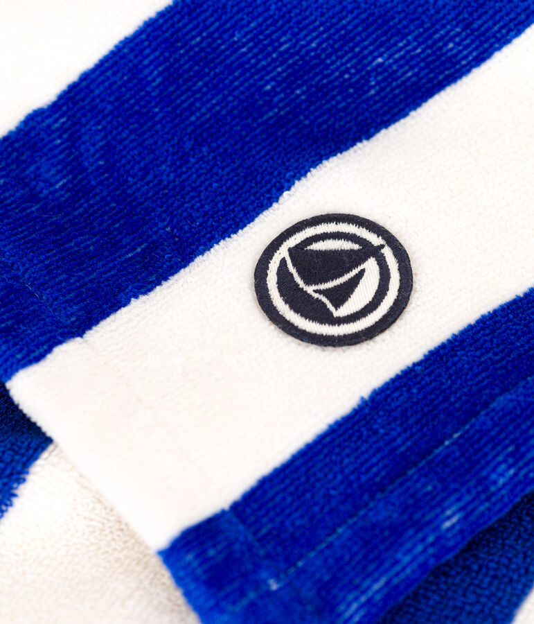 CHILDREN'S STRIPED TERRYCLOTH BATH PONCHO blue/white