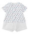 Baby boys' dual-fabric romper ECUME white/MULTICO white