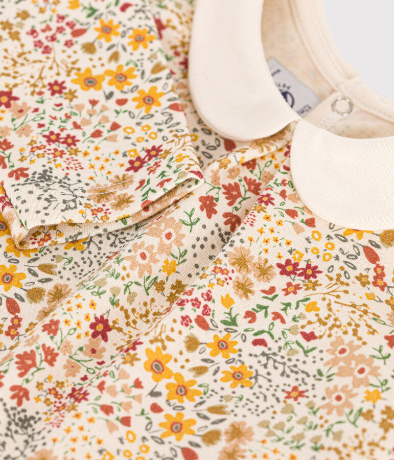 Babies' cotton blouse with a collar Ecru/multicolor