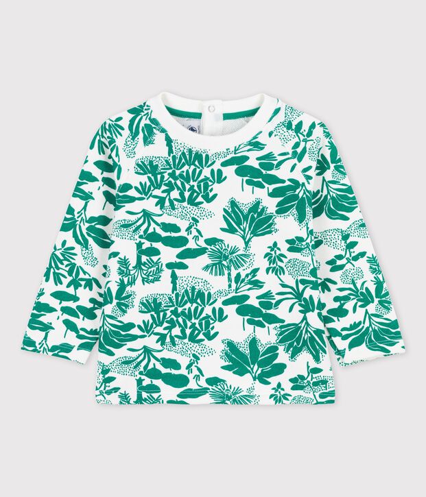 Babies' Plant Print Fleece Sweatshirt white/green