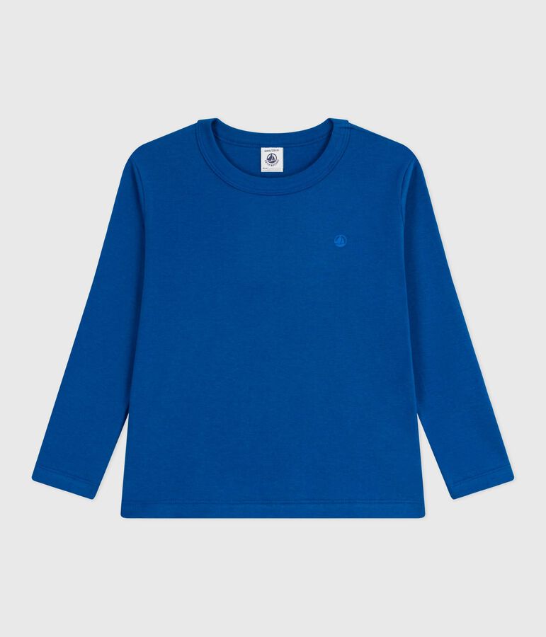 Children's long-sleeved plain cotton T-shirt blue