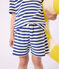 Children's stripy cotton shorts blue/white