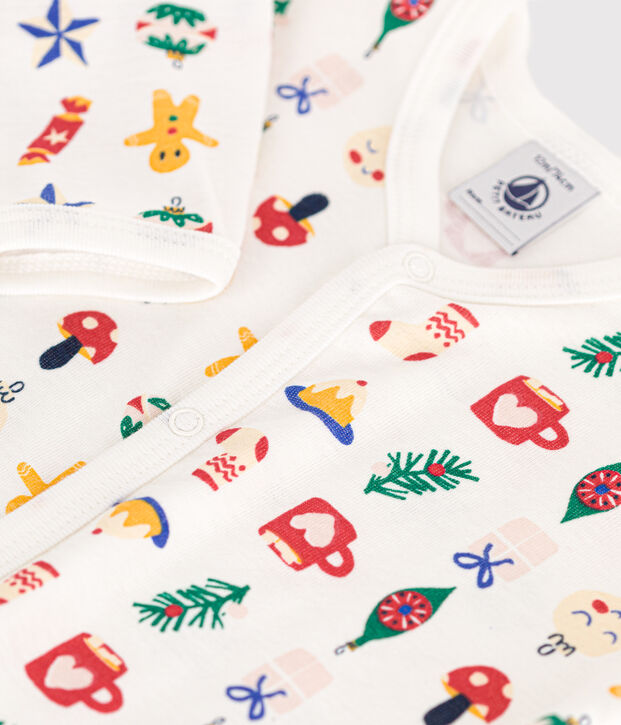 Babies' printed cotton footless pyjama suit white/multicolor