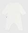 Babies' footless plain cotton pyjamas MARSHMALLOW white