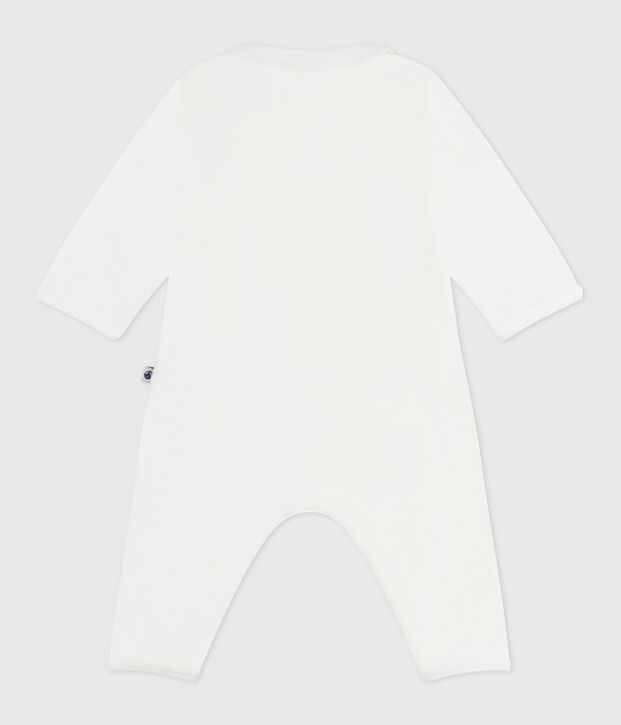 Babies' footless plain cotton pyjamas white